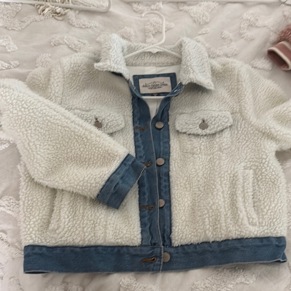 Kids Sherpa Jacket with Denim Trim